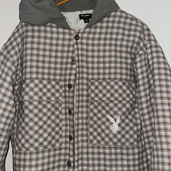 Flannel Puffer Hoodie Jacket - Picture 2 of 4
